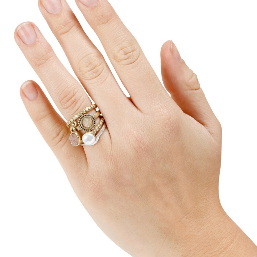 Lucky 🍀 Brand Two-Tone 4-Pc. Set Stack Rings - Picture 3 of 7